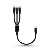 Phonokart Trix 3 In 1 100W Compact multi charging Cable Type-C TO Type C, Lightning and Micro Cable (30cm length cable)