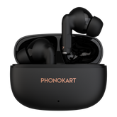PHONOKART PARK TWS Bluetooth 5.6 Wireless Earbuds with 25 Hours Total Playtime, Type-C Charging, 300mAh Charging Case, Built-in Mic, MFB Touch Control, In-Ear TWS Earphones (Black)