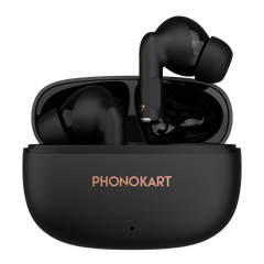 PHONOKART PARK TWS Bluetooth 5.6 Wireless Earbuds with 25 Hours Total Playtime, Type-C Charging, 300mAh Charging Case, Built-in Mic, MFB Touch Control, In-Ear TWS Earphones (Black)