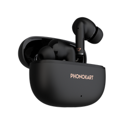 PHONOKART PARK TWS Bluetooth 5.6 Wireless Earbuds with 25 Hours Total Playtime, Type-C Charging, 300mAh Charging Case, Built-in Mic, MFB Touch Control, In-Ear TWS Earphones (Black)