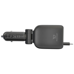 PHONOKART Fuel 50W with Inbuilt Retractable Type-C Cable, Dual Type-C Ports, PD Fast Charging & 180° Rotation (Black)