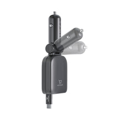 PHONOKART Fuel 50W with Inbuilt Retractable Type-C Cable, Dual Type-C Ports, PD Fast Charging & 180° Rotation (Black)