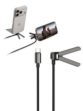 PHONOKART IGNIS 2.0 USB Type-C to Type-C Fast Charging Cable with Foldable Multi-Angle Adjustable Stand, 240W PD Fast Charge, 2M Braided Nylon Cable, Data Sync Compatible with Laptops, Tablets & USB-C Devices (Black)
