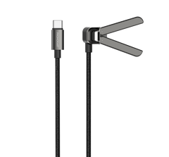 PHONOKART IGNIS 2.0 USB Type-C to Type-C Fast Charging Cable with Foldable Multi-Angle Adjustable Stand, 240W PD Fast Charge, 2M Braided Nylon Cable, Data Sync Compatible with Laptops, Tablets & USB-C Devices (Black)