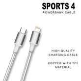 Sports 4                                     Type C To Lightning  Cable (0.3M) Fast Sync and Charging cable 4 Amps (Compatible with Mobile)(White)