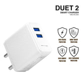 MOBILE CHARGER DUET 2 (2.4 AMP)WITH TYPE C (TYPE C CABLE INCLUDED) (WHITE)