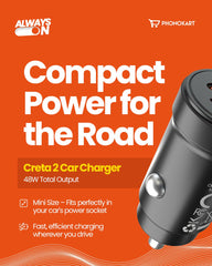 CRETA 2 48W CAR CHARGER (BLACK)