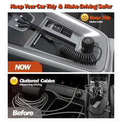 TURBO CAR CHARGER 35W WITH 3 IN 1 SPRING RETRACTABLE (2M) CABLE