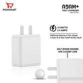 ADAM PLUS SMART POWER ADAPTOR WITH LIGHTNING CABLE (WHITE)