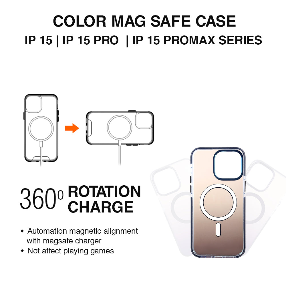 COLOR  MAG SAFE BACK CASE FOR IPHONE 15 PRO MAX