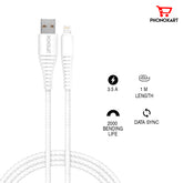 Lightning Cable PKRPDAC-WHT 1M Lightning Cable (Compatible with iphones, One Cable)(WHITE)