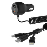 TURBO CAR CHARGER 35W WITH 3 IN 1 SPRING RETRACTABLE (2M) CABLE