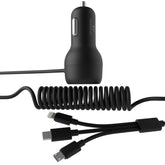 TURBO CAR CHARGER 35W WITH 3 IN 1 SPRING RETRACTABLE (2M) CABLE