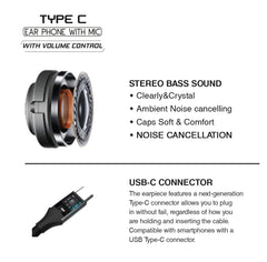 Handsfree Type C Wired Headset With Mic