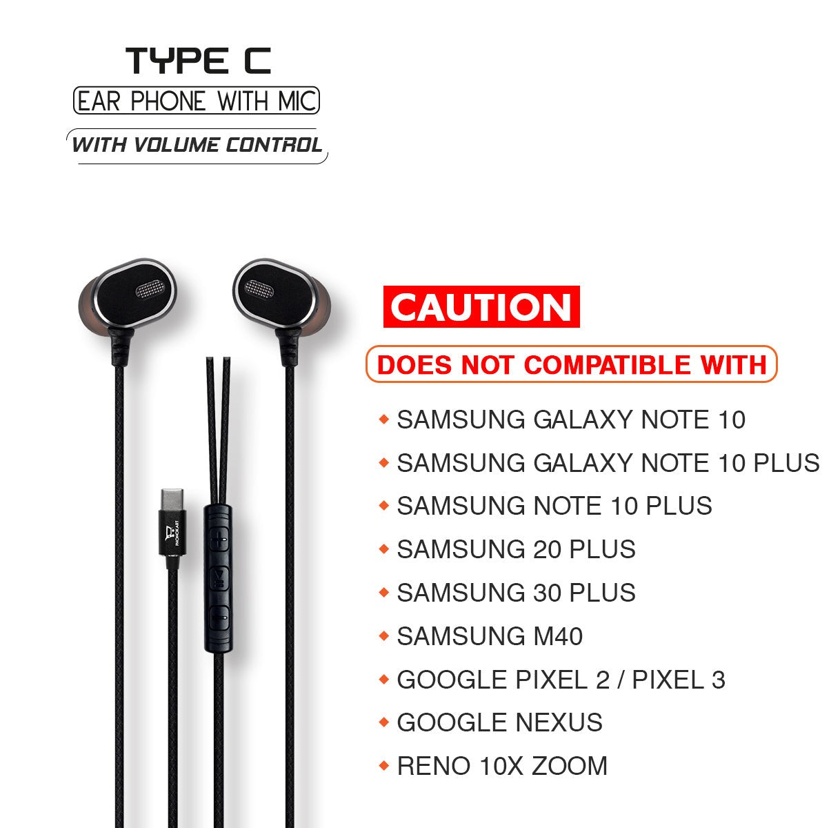 Handsfree Type C Wired Headset With Mic