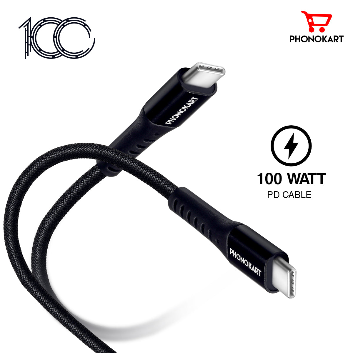 Type C to Type C Cable 1.5 M PKCPD100-BLK (Compatible with Mobile)(Black)