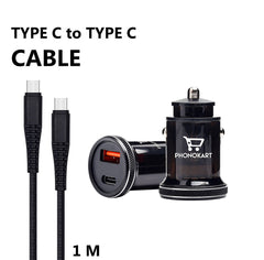 CAR CHARGER SELTOS (48W) WITH FREE TYPE C TO TYPE C (C2C)  CABLE (BLACK)