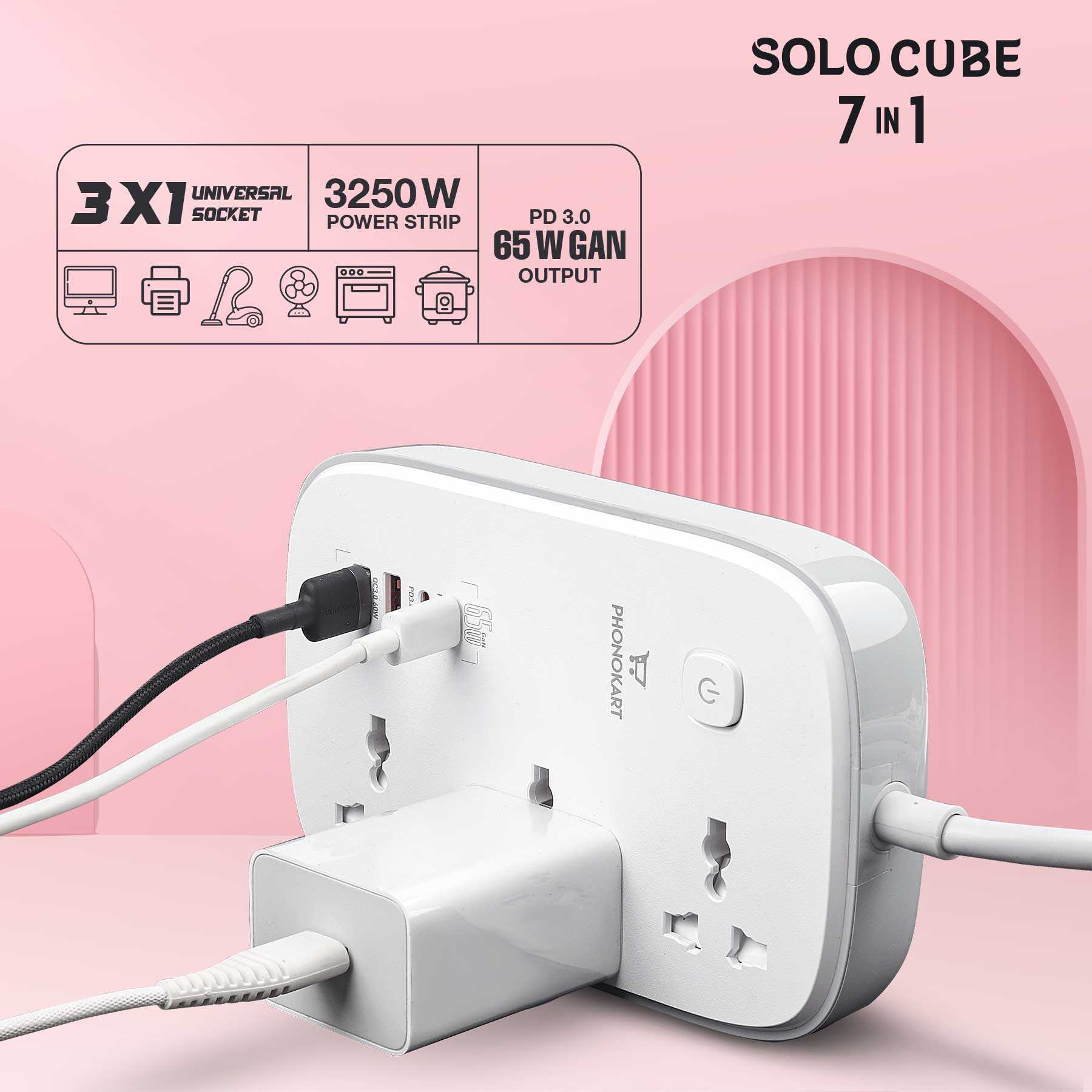 SOLO CUBE 7 IN 1 Charging Station  (WHITE)