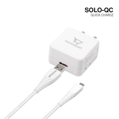 SOLO QC MOBILE CHARGER (QC 3.0)(18W/3.6AMPS) WITH TYPE C CABLE 18W (WHITE)