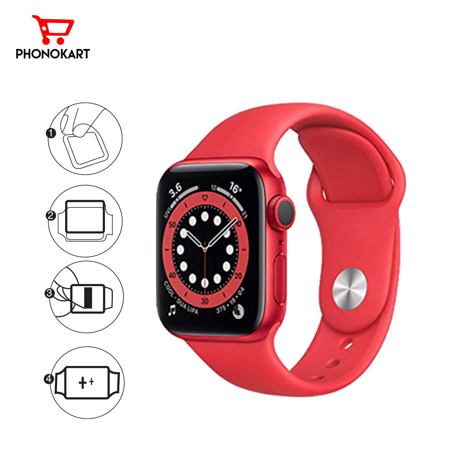 FLAUNT IWATCH PROTECTOR 44MM (Apple Watch Series-4,5,6,SE,SE 1st&2nd Gen) (Black/Red) RED