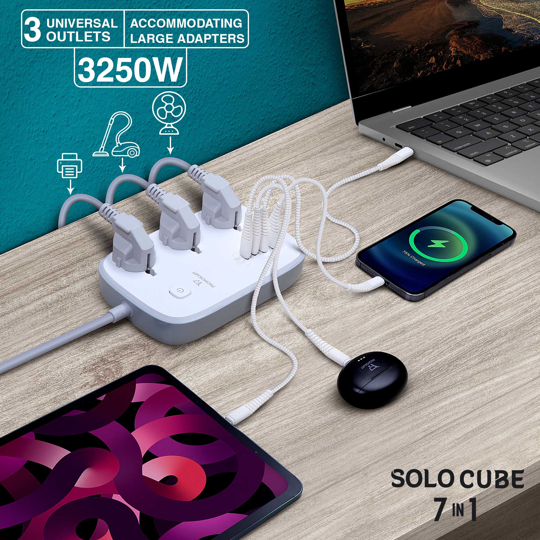 SOLO CUBE 7 IN 1 Charging Station  (WHITE)