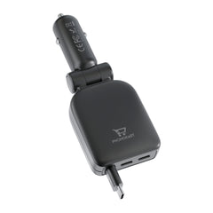 PHONOKART Fuel 50W with Inbuilt Retractable Type-C Cable, Dual Type-C Ports, PD Fast Charging & 180° Rotation (Black)