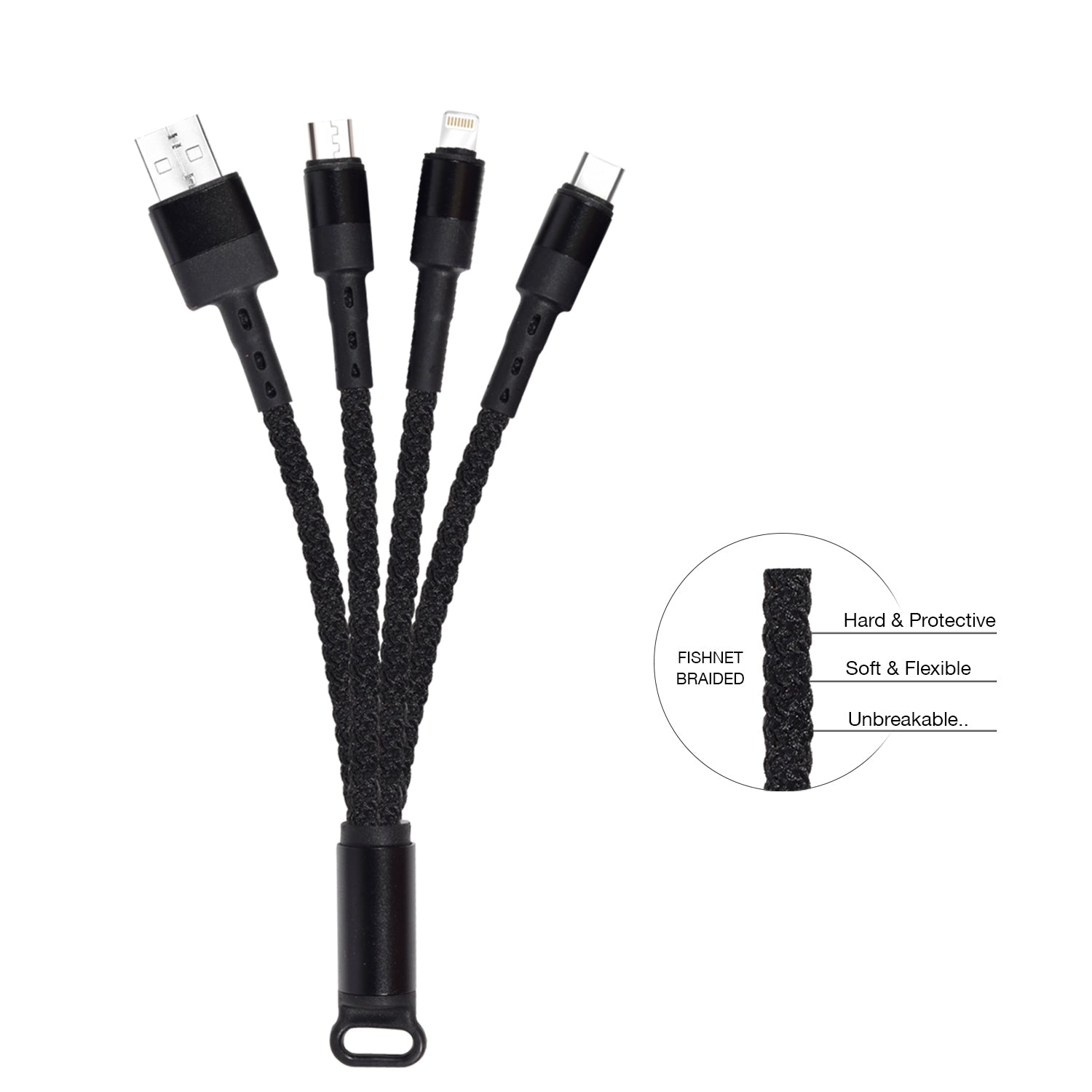 Trinity 3 in 1 Short power bank  USB Cable (BLACK)