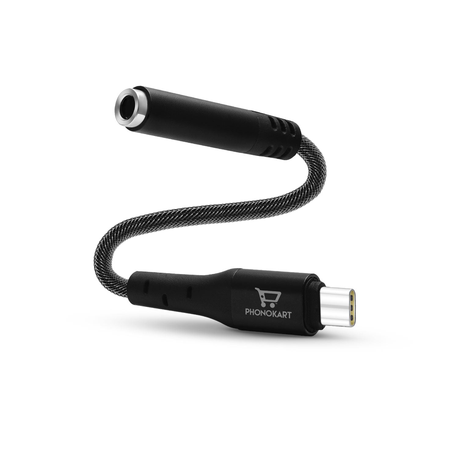 AUX Cable (0.135M) (TYPE C TO AUX)  (Compatible with Mobile, One Cable)(BLACK)