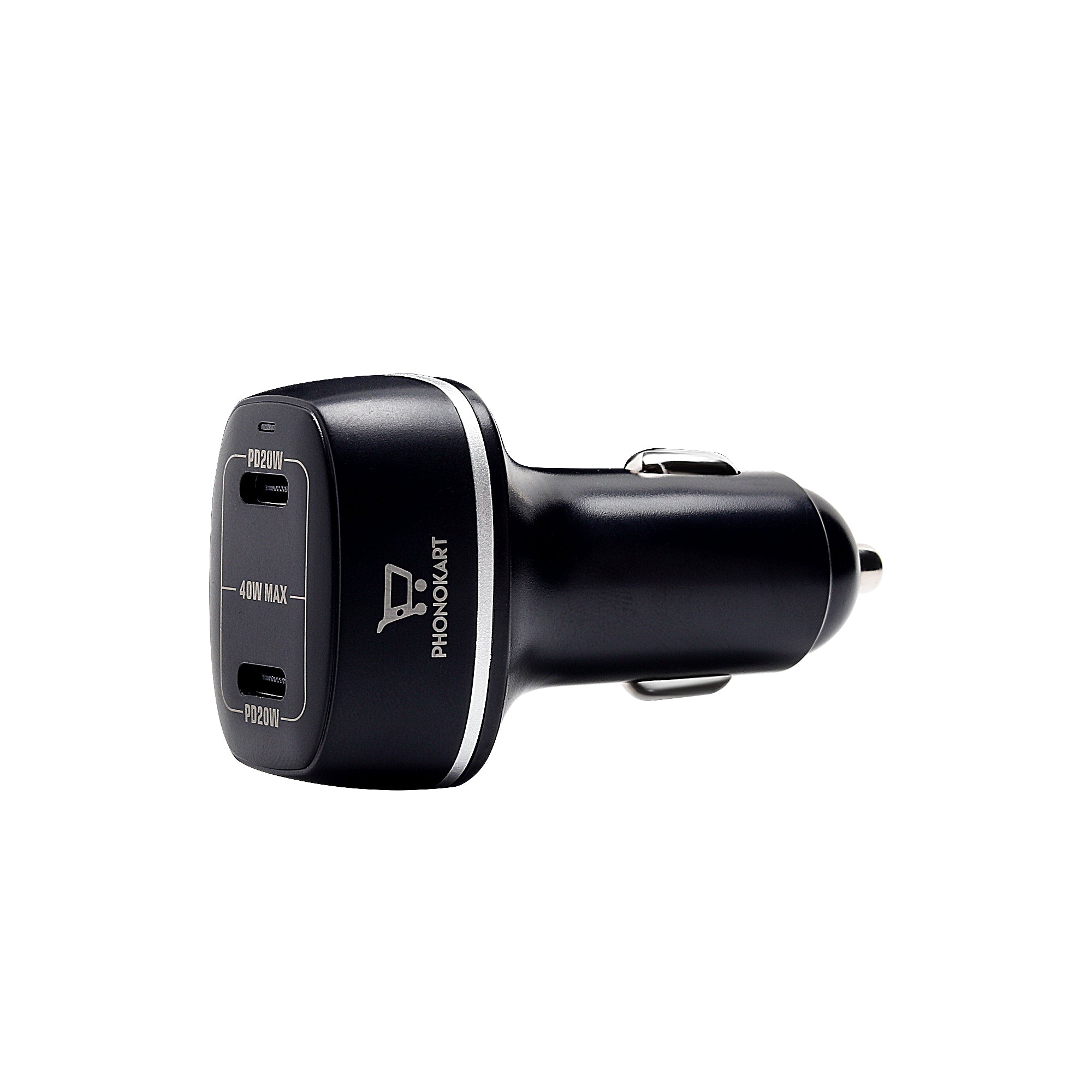CRETA CAR CHARGER (40W) WITH FREE TYPE C TO LIGHTNING (C2L) CABLE (BLACK)