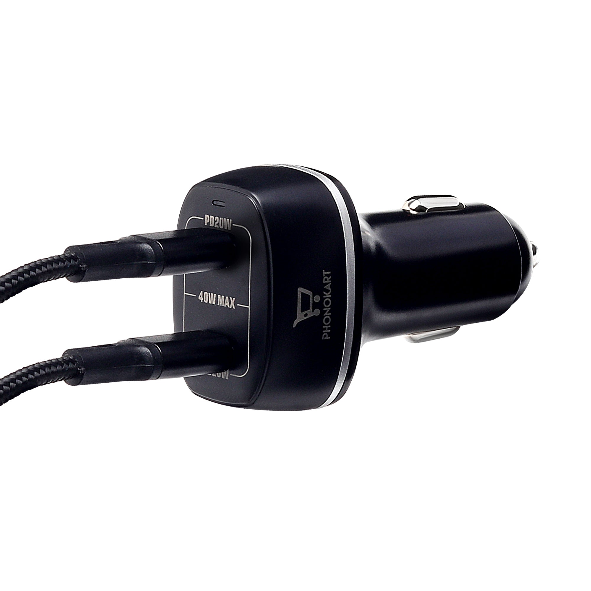 CRETA CAR CHARGER (40W) WITH FREE TYPE C TO LIGHTNING (C2L) CABLE (BLACK)