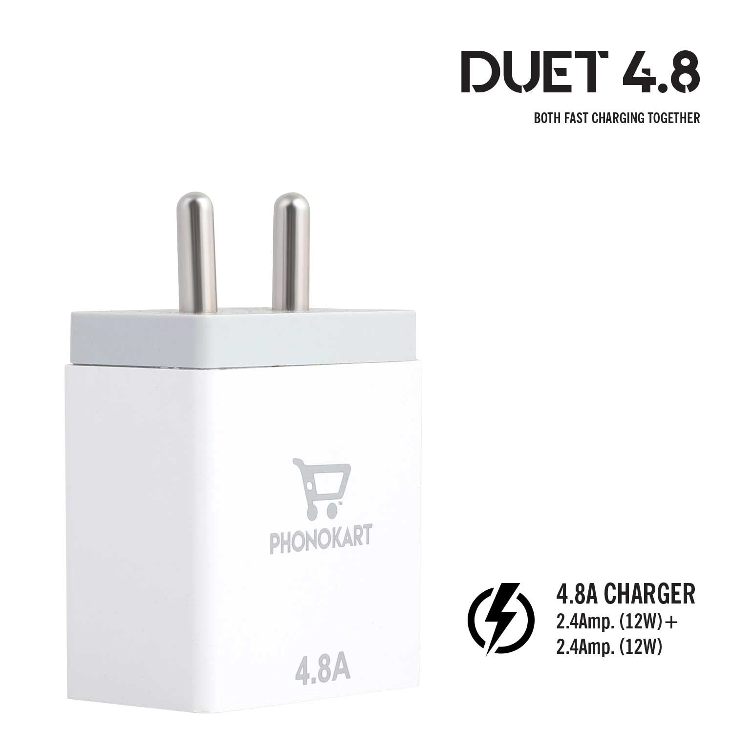 MOBILE CHARGER DUET  (4.8 AMP)WITH MICRO USB CABLE ( MICRO USB CABLE INCLUDED (WHITE))