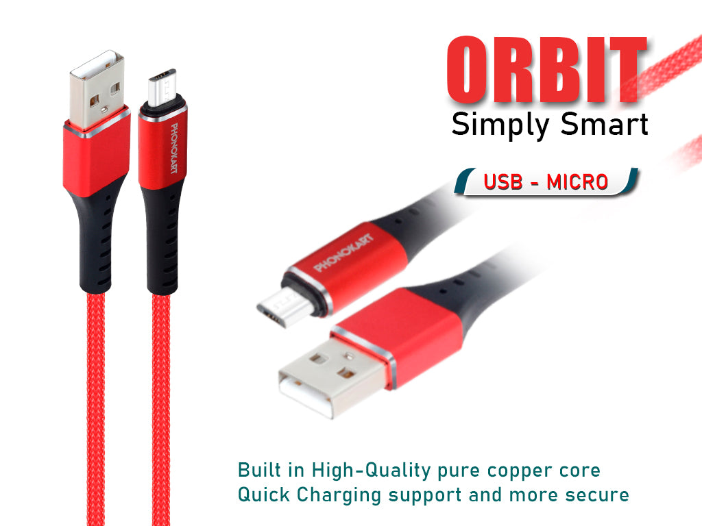 Micro USB Cable 2.4 A (1M) (Compatible with Mobile, tablets) (Red)