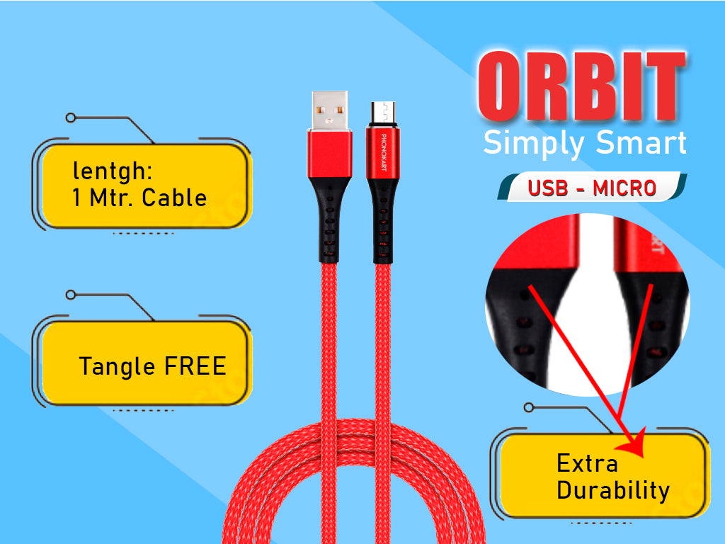 Micro USB Cable 2.4 A (1M) (Compatible with Mobile, tablets) (Red)