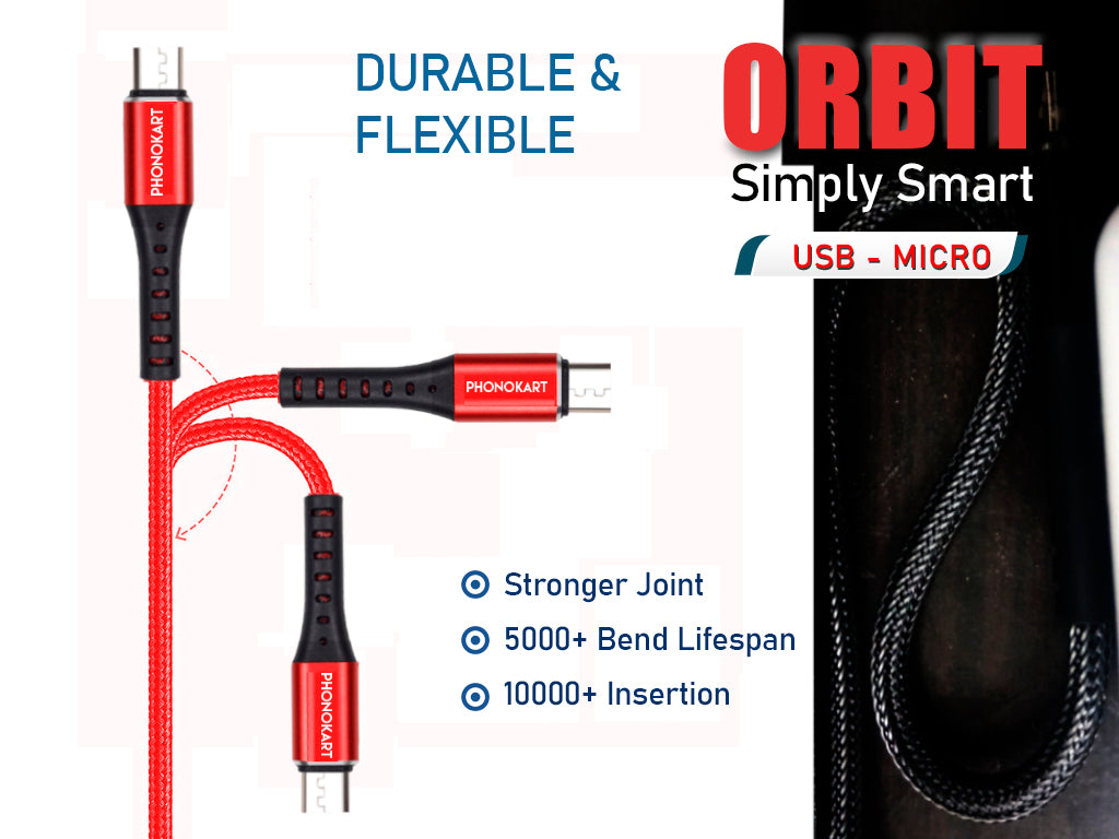 Micro USB Cable 2.4 A (1M) (Compatible with Mobile, tablets) (Red)