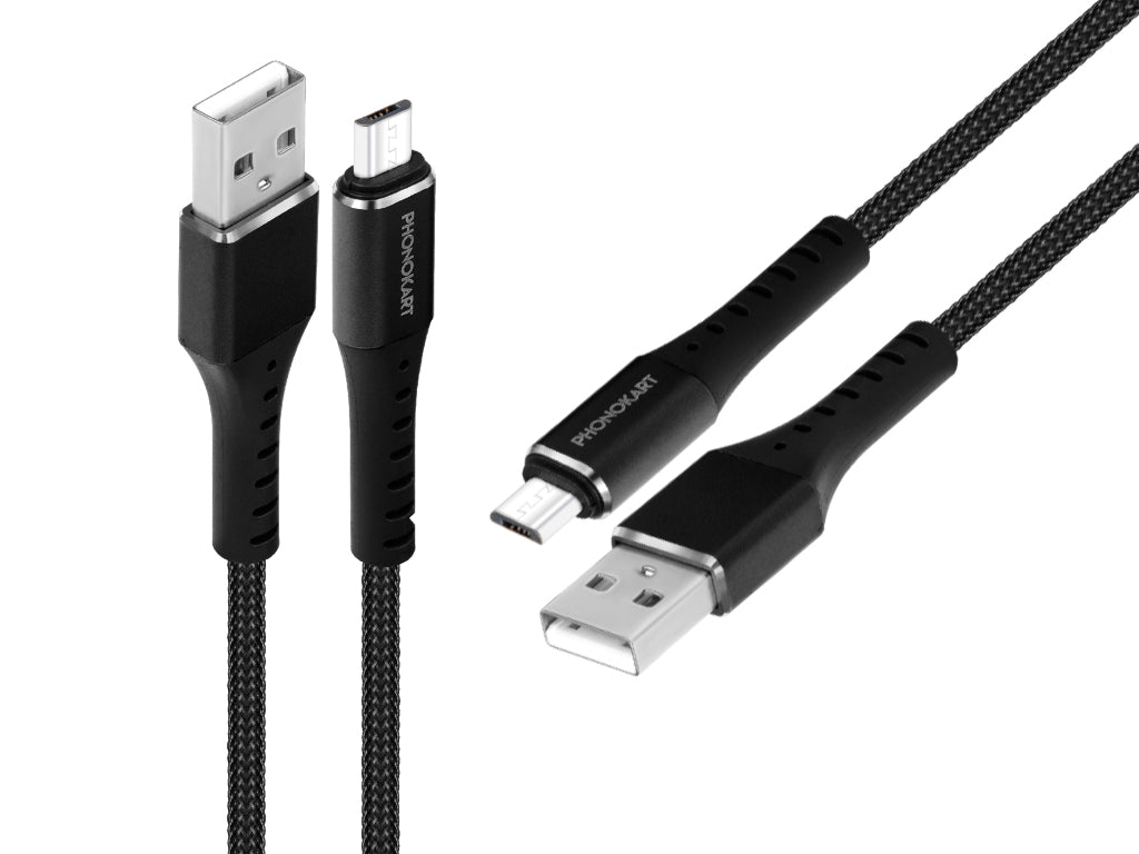 Micro USB Cable 2.4 A (1M) (Compatible with Mobile, tablets, Black, One Cable)(Black)