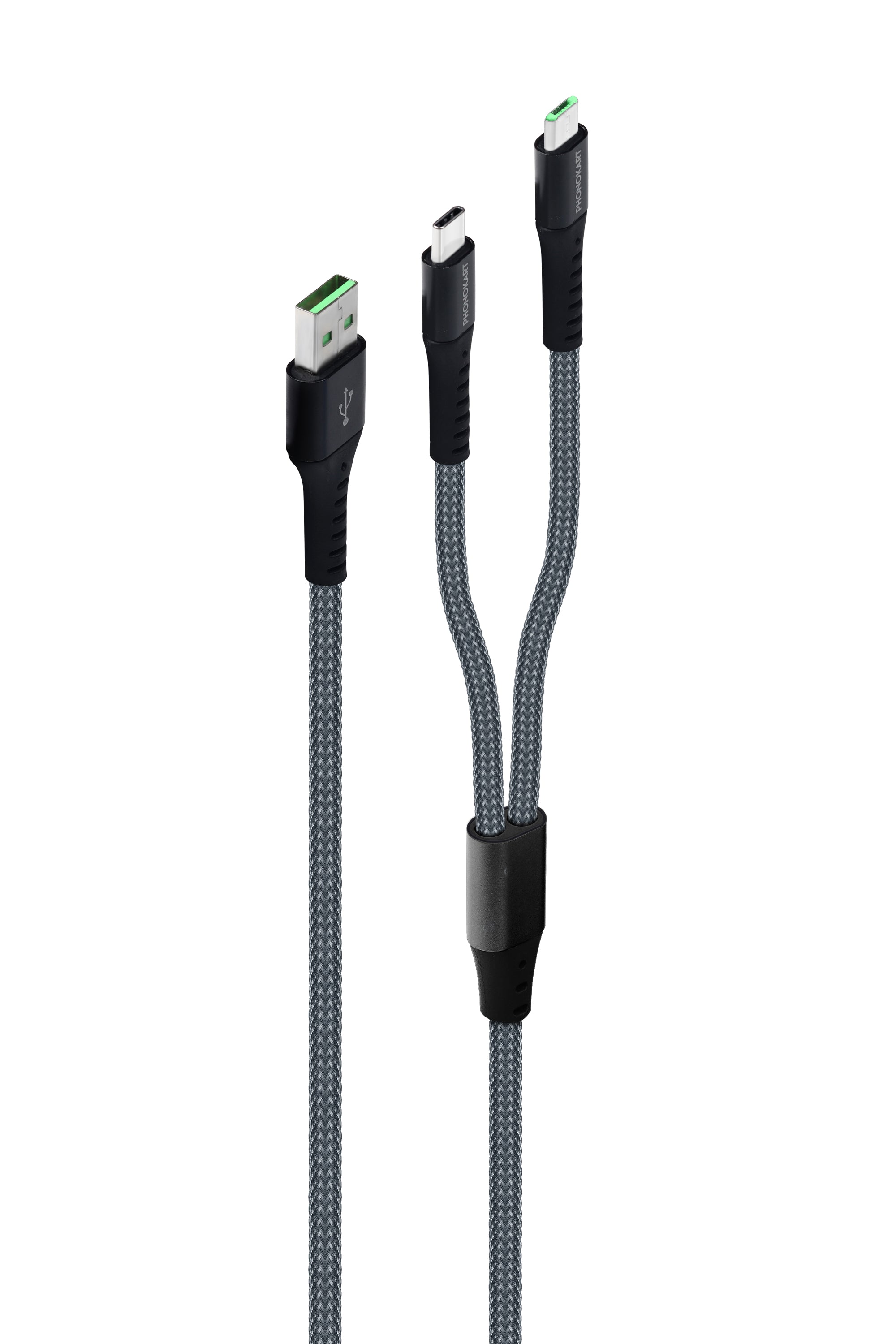 2 IN 1 MULTI 2.4 A 1.2 M Fishnet Braided Micro USB Cable