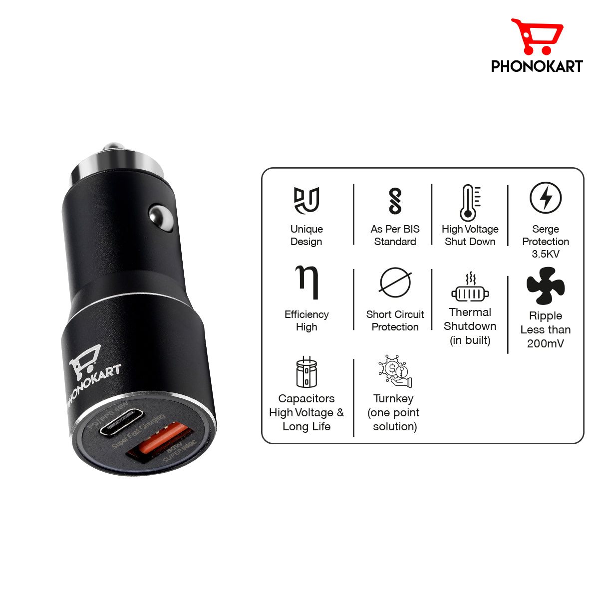 ROVER CAR CHARGER (BLACK)