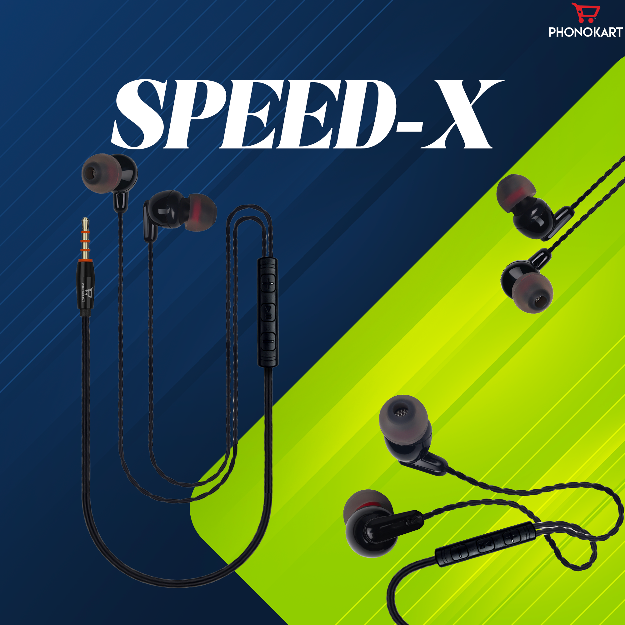 Speed X Handsfree Wired Headset  With Mic  (Black, In the Ear)