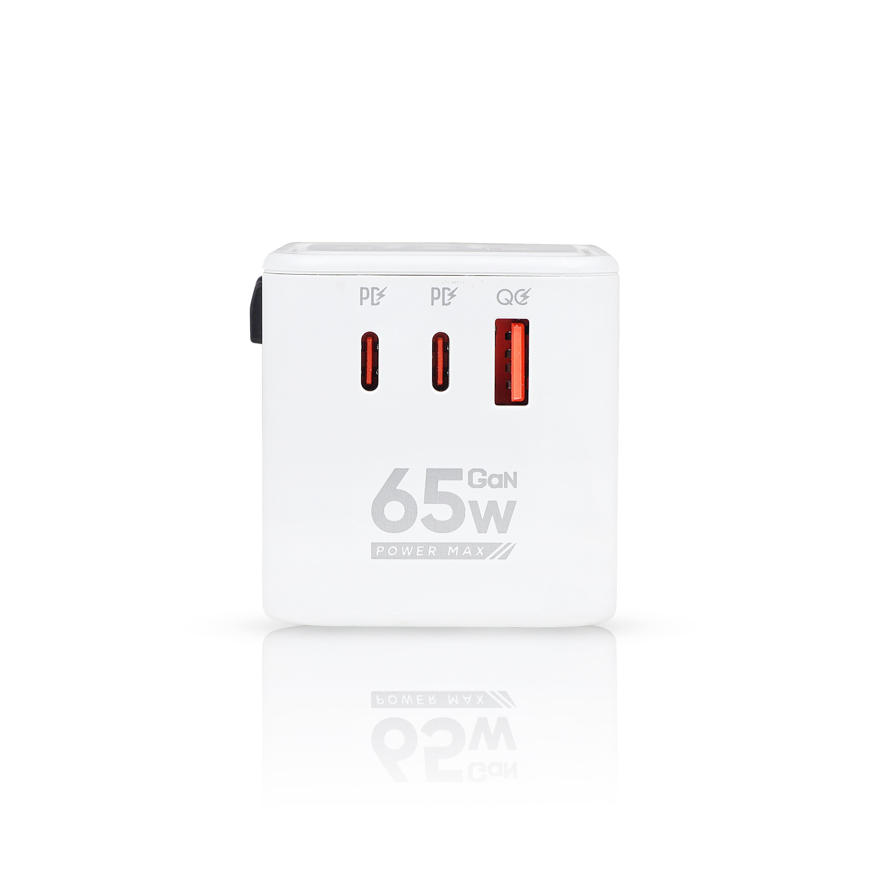 SOLO 6  Universal Travel Adapter  with Type C USB 65W Gan Charger   (WHITE)