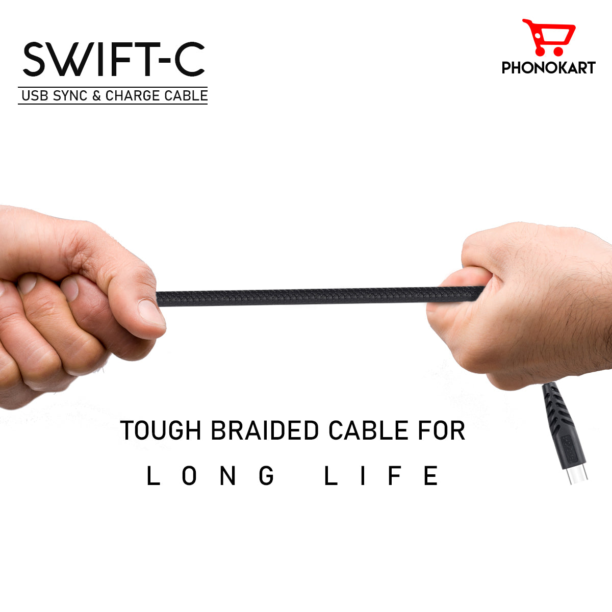 Type C Cable (2M) Fast Sync and Charging cable 45 Watts (Compatible with Mobile, Black, One Cable)(BLACK)