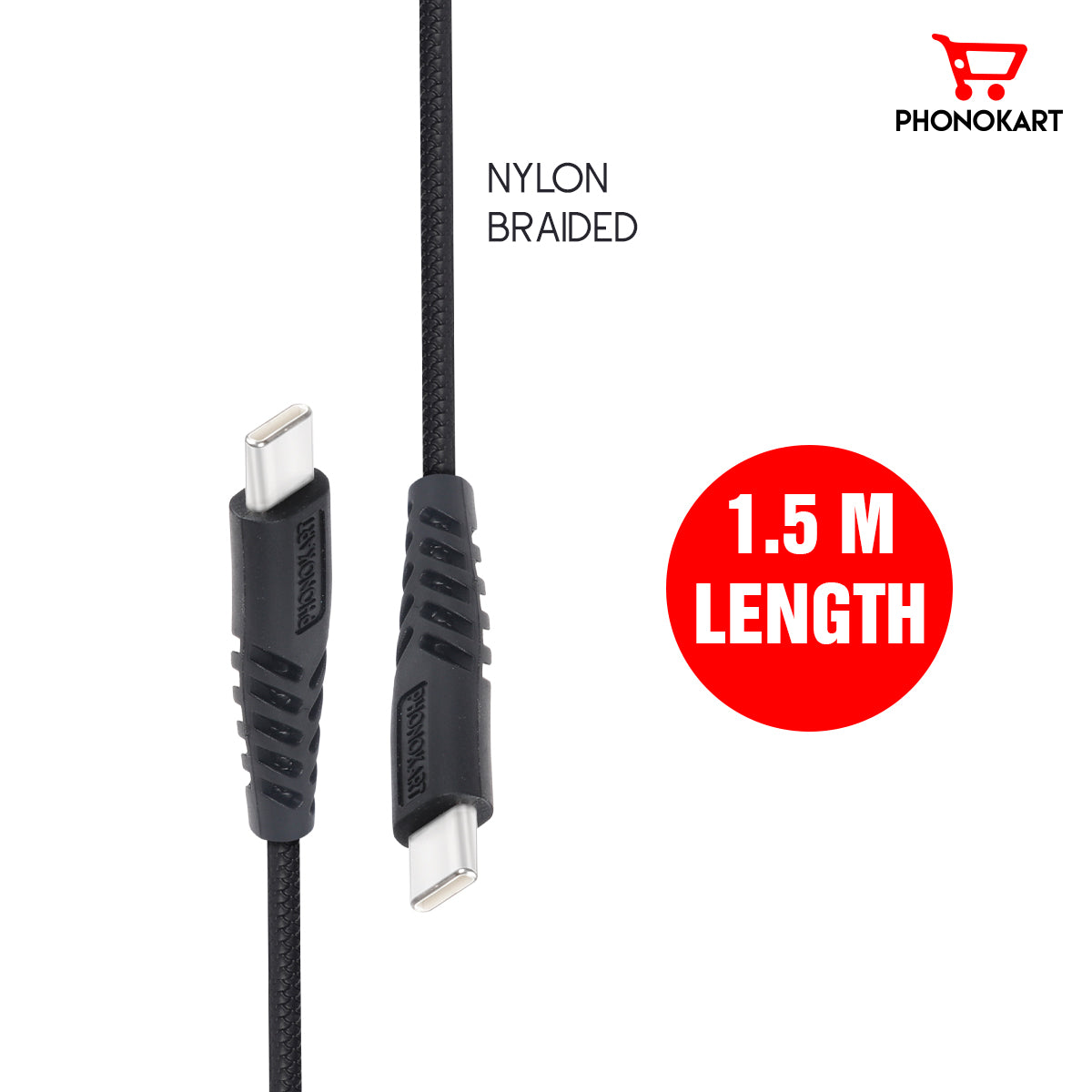 Type C Cable PKSWIFTCC15-BLK 1.5 M USB Type C Cable  (Compatible with Mobile,One Cable)(Black)