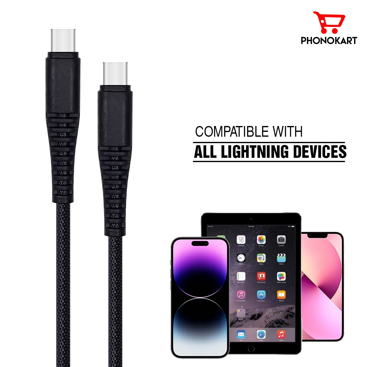 Type C To Type C Cable 1M   (Compatible with Smartphone) (BLACK)