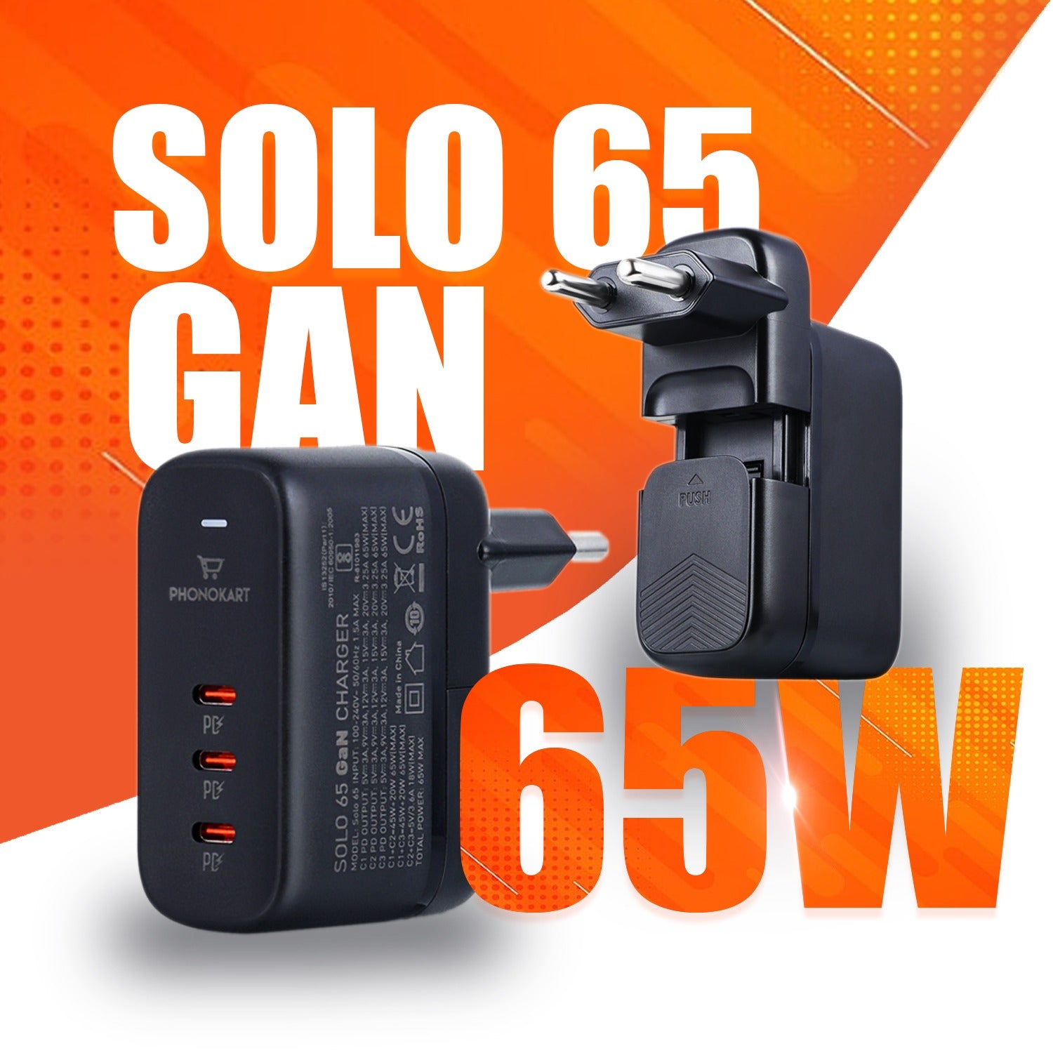 SOLO 65(65W) PD UNIVERSAL ADAPTER  (BLACK)