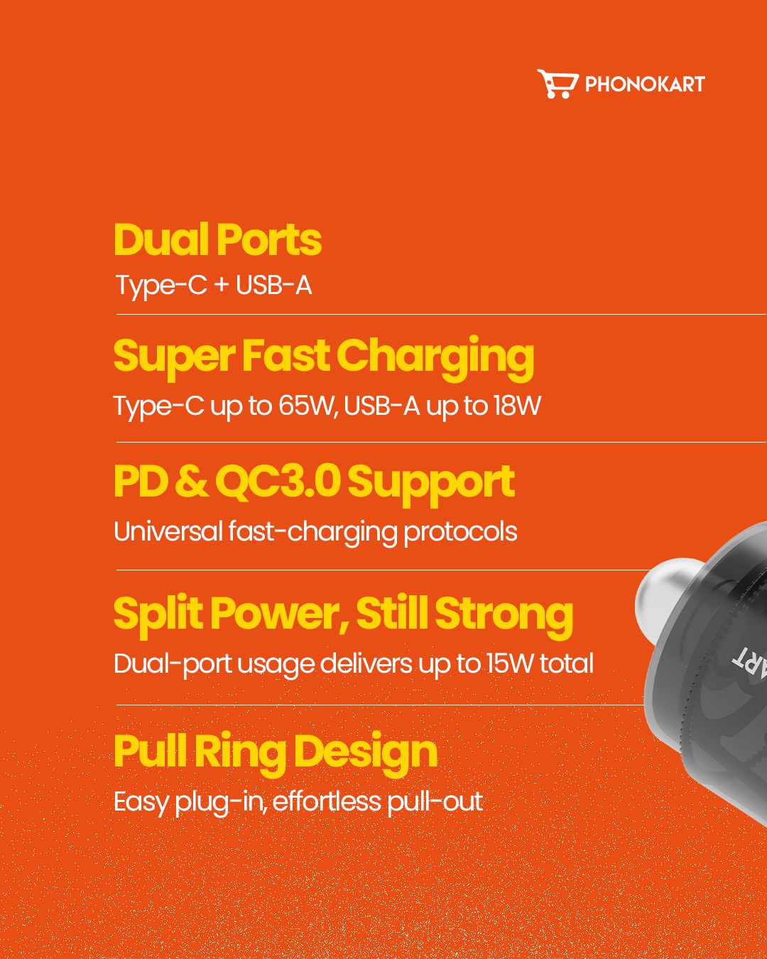 NANO 65W CAR CHARGER (Black)