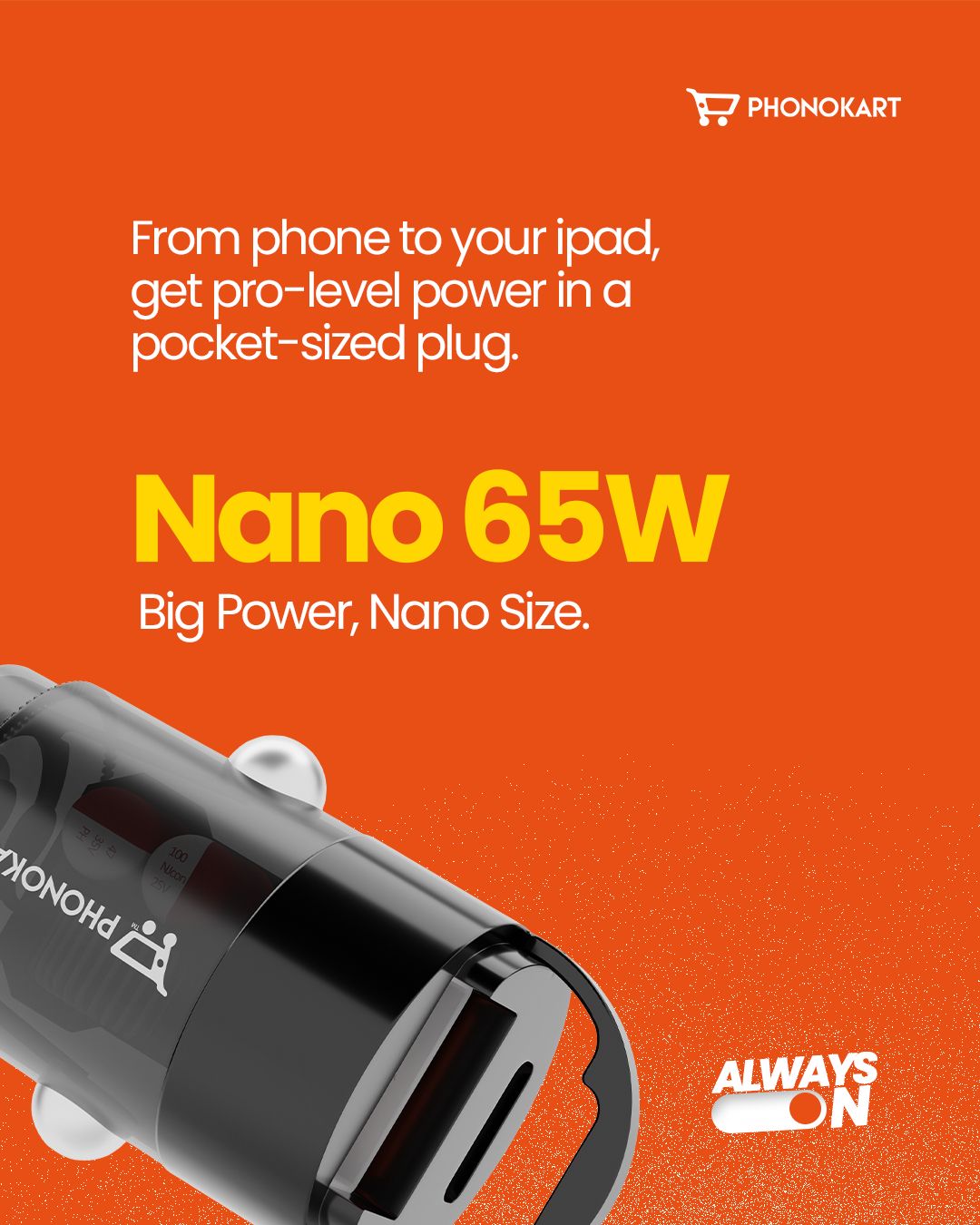 NANO 65W CAR CHARGER (Black)