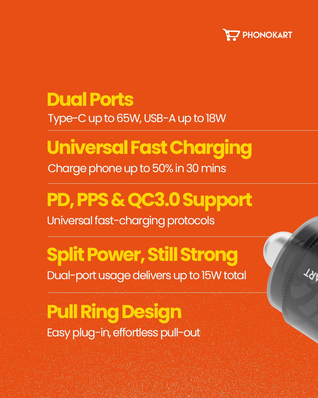 NANO 65W CAR CHARGER (Black)