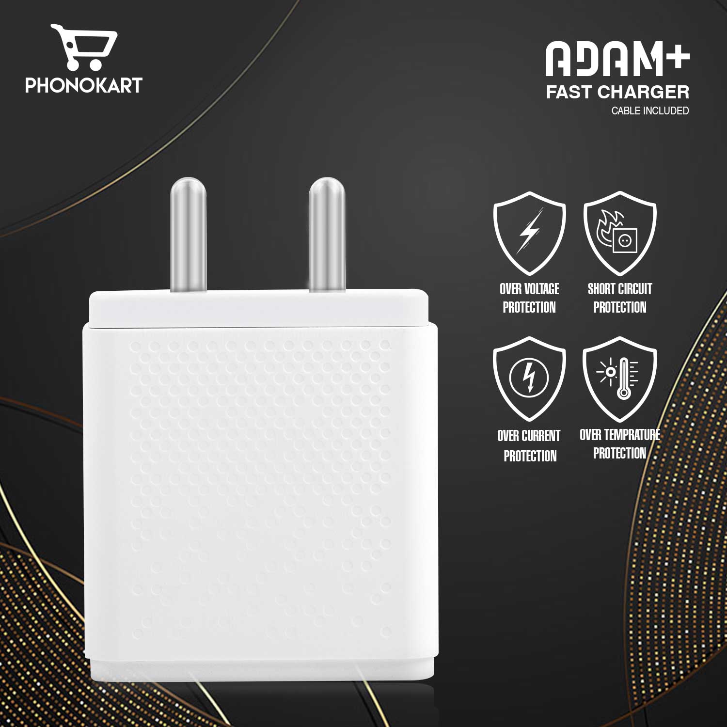 ADAM PLUS SMART POWER ADAPTOR WITH LIGHTNING CABLE (WHITE)