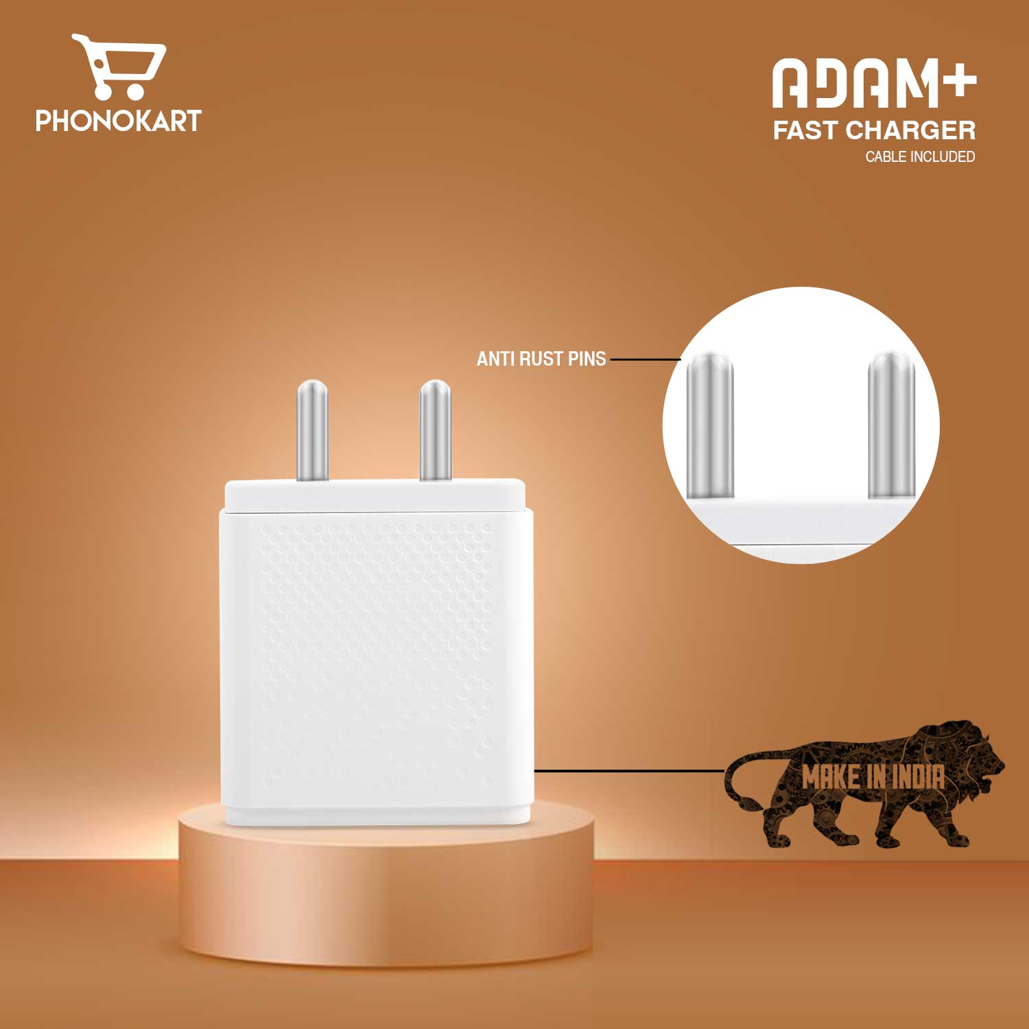 ADAM PLUS SMART POWER ADAPTOR WITH LIGHTNING CABLE (WHITE)
