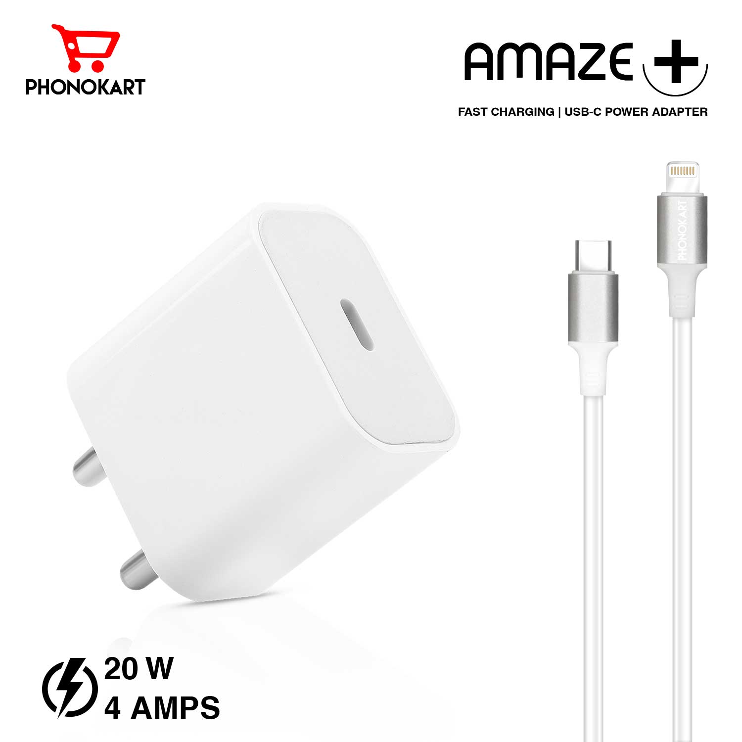 AMAZE PLUS PD MOBILE CHARGER  (20W/4AMPS) POWER ADAPTER (WHITE)