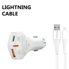 BOLD CAR CHARGER (PD/QC 3.0) WITH FREE LIGHTNING CABLE (WHITE)